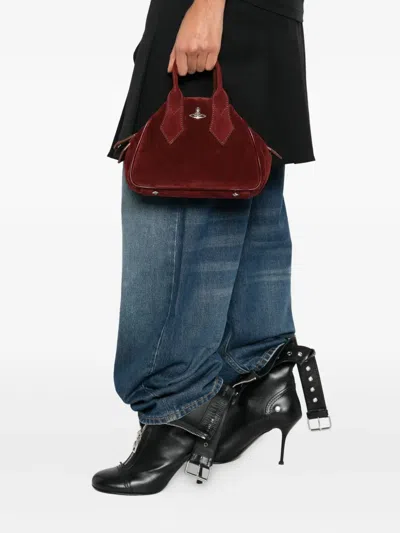 Vivienne Westwood Small Yasmine Orb-appliqué Tote Bag In Burgundy