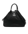 Vivienne Westwood Textured Pebbled Shoulder Bag With Adjustable Strap In Black