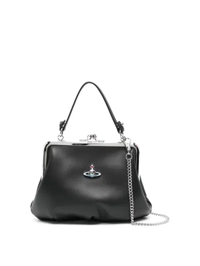 Vivienne Westwood Granny Frame Purse Hammered Effect Bags In Black