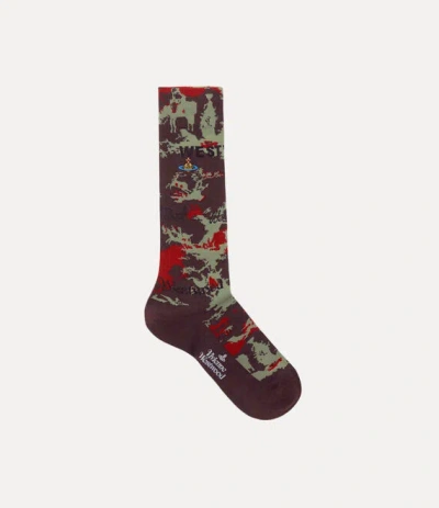 Vivienne Westwood Sock Toile De Jouy Purple 9-11 Unisex