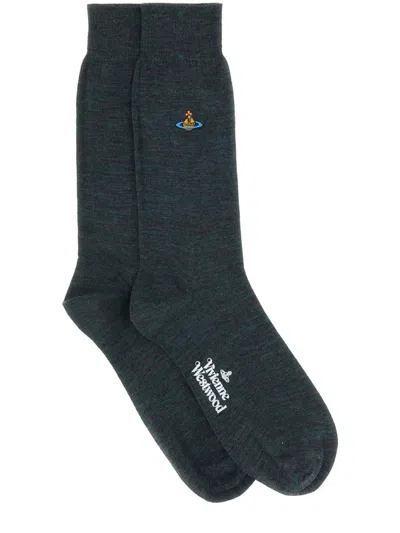 Vivienne Westwood Socks With Logo In Gray