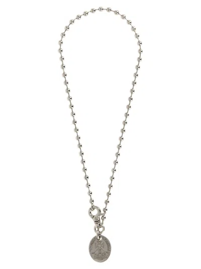 Vivienne Westwood Sofiane Pendant Necklace Beaded Chain Engraved In Metallic