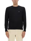 Vivienne Westwood 'alex' Black Crewneck Sweater With Orb Logo Detail On The Front