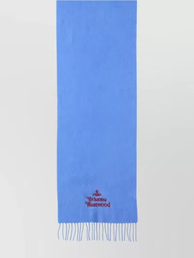 Vivienne Westwood Soft Scarf Featuring Fringed Edges In Blue