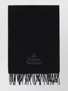Vivienne Westwood Soft Wool Scarf Featuring Fringe Detail In Black