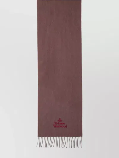 Vivienne Westwood Soft Wool Scarf Fringed Ends In Brown