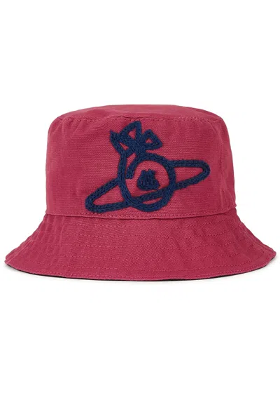 Vivienne Westwood Sonnet Orb-embroidered Canvas Bucket Hat In Red