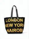 Vivienne Westwood Spacious Canvas Shoulder Bag With Bold City Graphics In White
