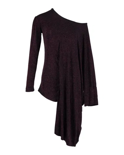 Vivienne Westwood Sparkly Off-shoulder Midi Dress In Purple Acetate