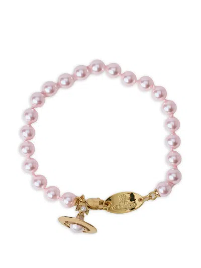 Vivienne Westwood Spherical Beads Charm Bracelet In Pink