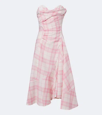 Vivienne Westwood Spiral Checked Wool-blend Bustier Dress In Pink