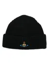 Vivienne Westwood Beanie Hat With Logo In Schwarz