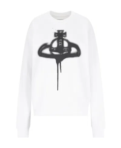 Vivienne Westwood Spray Orb-print Cotton Sweatshirt In White