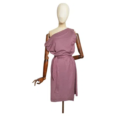Pre-owned Vivienne Westwood Spring 2007  Red Label Burgundy Striped Off Shoulder Dress