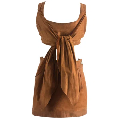 Pre-owned Vivienne Westwood Spring-summer 1992 Brown Leather Corset And Mini Skirt