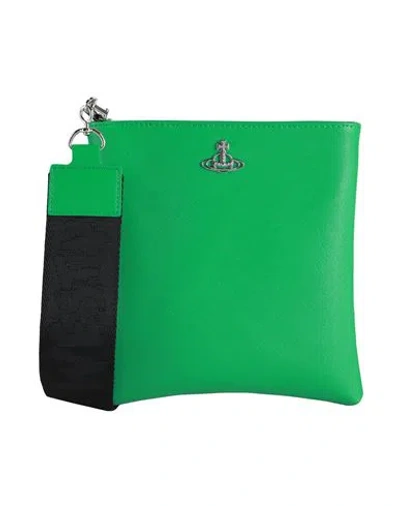 Vivienne Westwood Square Crossbody With Webbing Strap Woman Cross-body Bag Green Size - Polyurethane In Black