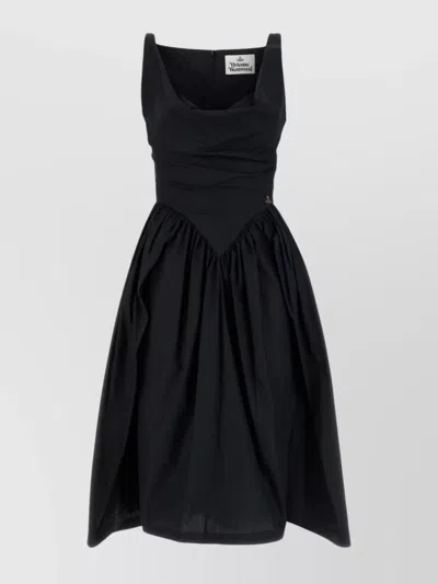 VIVIENNE WESTWOOD SQUARE NECKLINE SLEEVELESS FITTED BODICE FLARED SKIRT