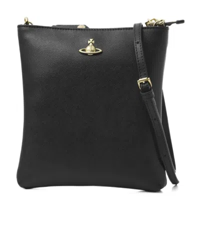 Vivienne Westwood Squire Square Leather Crossbody Bag In Black