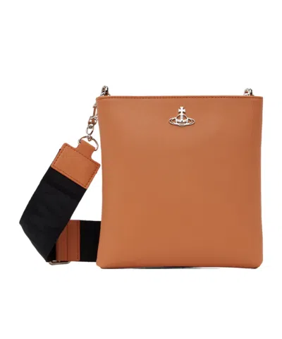 Vivienne Westwood Squire Square Webb Strap Logo Cross-body Bag In Orange