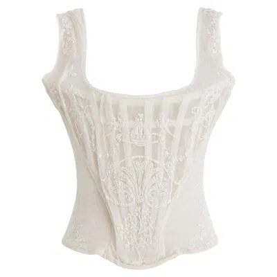 Pre-owned Vivienne Westwood S/s 1992 Salon White Boulle Mesh Tulle Corset