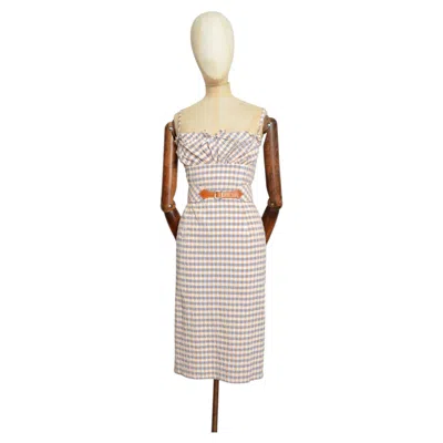 Pre-owned Vivienne Westwood S/s 2011  Picnic Gingham Check Milk Maid Cocktail Dress In Sand