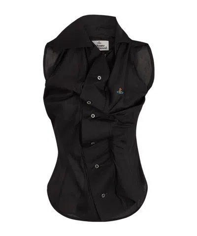 Vivienne Westwood Sleeveless Collared Shirt Button Detailing In Gray