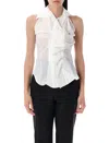 Vivienne Westwood Draped Buttoned Collared Sleeveless Top
