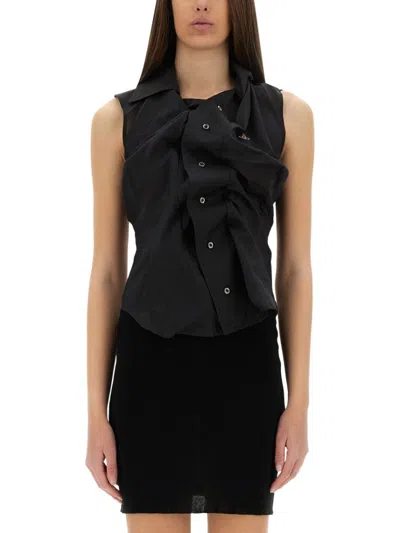 Vivienne Westwood Sleeveless Collared Shirt Button Detailing In Gray