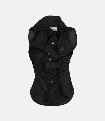 Vivienne Westwood Ss Drunken Shirt Co. Silk Mussola Black 46 Women