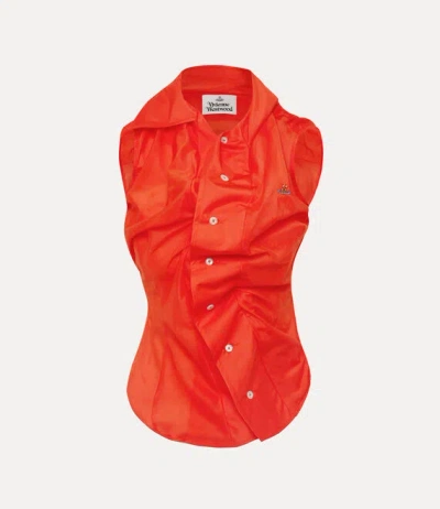 Vivienne Westwood Ss Drunken Shirt Co. Silk Mussola Orange 46 Women