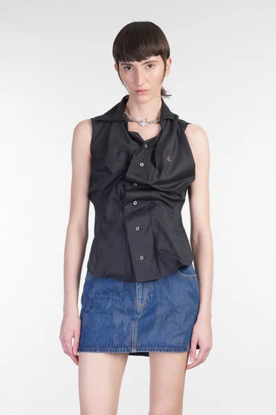 VIVIENNE WESTWOOD SS DRUNKEN SHIRT IN BLACK COTTON