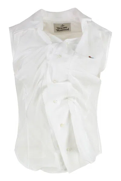 Vivienne Westwood Ss Drunken Silk-cotton Blend Shirt In White