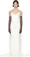 Vivienne Westwood Galaxy Cape-effect Strapless Organic Silk Chiffon-trimmed Satin Gown In A401 Pearl
