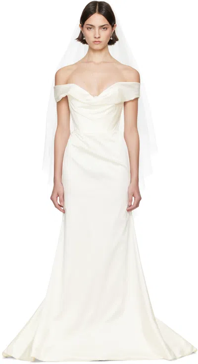 Vivienne Westwood Ssense Bridal Capsule Nova Cora Maxi Dress In A404 Ivory