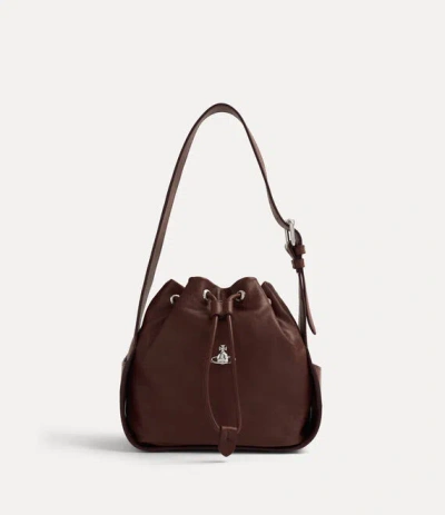 Vivienne Westwood Stacey Bucket Bag Supple Leather Chestnut In Brown