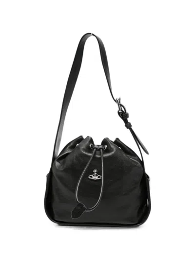 Vivienne Westwood Stacey Leather Bucket Bag In Black