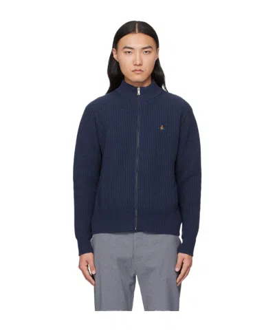 Vivienne Westwood Stand-neck Zipper Sweater In Black