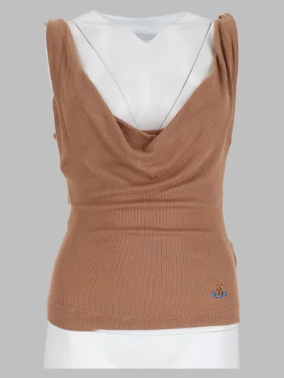 Vivienne Westwood Statement Printed Bodysuit Top For Women In Brown