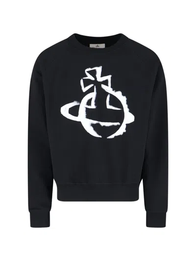 Vivienne Westwood Stencil Orb Crew Neck Sweatshirt In Black