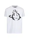 Vivienne Westwood White Crewneck T-shirt With Maxi Orb Logo Print On The Front In White