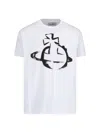 Vivienne Westwood White Crewneck T-shirt With Maxi Orb Logo Print On The Front In White