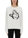 Vivienne Westwood Graphic Print Oversize Cotton Sweatshirt In White