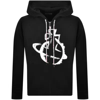 Vivienne Westwood Black Sweatshirt With Drawstring Hood And Maxi Orb Logo On The Front