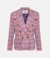 Vivienne Westwood Stewart Jacket Viscose Tartan Red / Blue 46 Women In Red / Blue