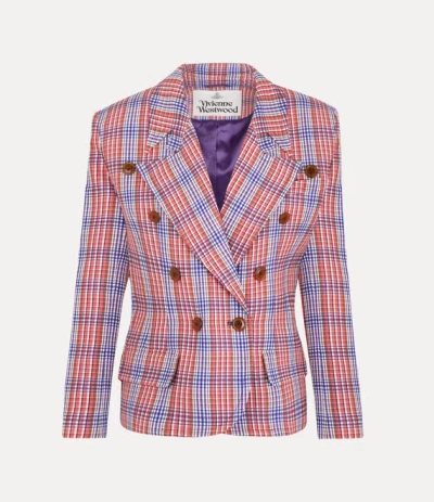 Vivienne Westwood Stewart Jacket Viscose Tartan Red / Blue 46 Women