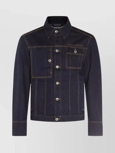 Vivienne Westwood Stitched Chest Pocket Contrast Jacket In Blue