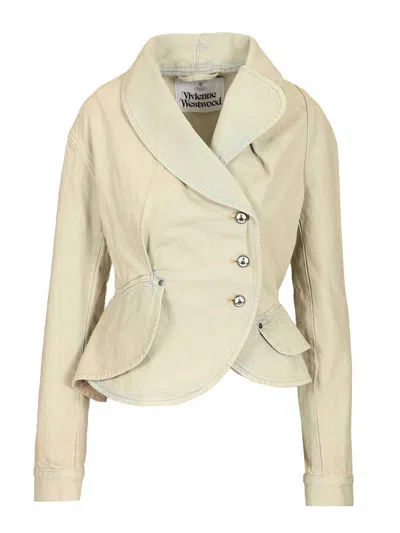 Vivienne Westwood Stormy Denim Jacket Jackets Light Blue In Neutral