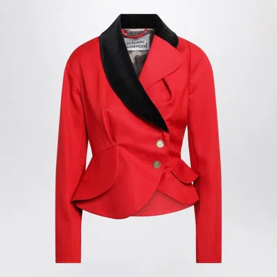Vivienne Westwood Stormy Red Asymmetrical Wool Jacket