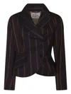 Vivienne Westwood Striped Blazer With Long Sleeves And Pockets In Brown