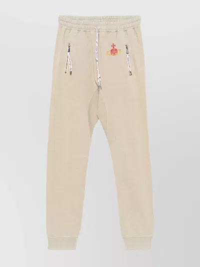Vivienne Westwood Straight Leg Trousers Ribbed Cuffs In Sand Overdye